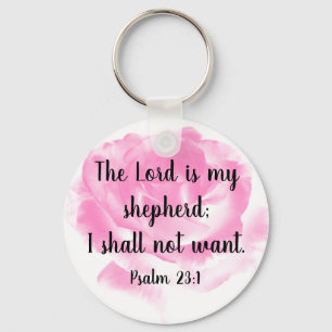 Beautiful Pink Rose Bible Quote The 23rd Psalm  Ke Key Ring