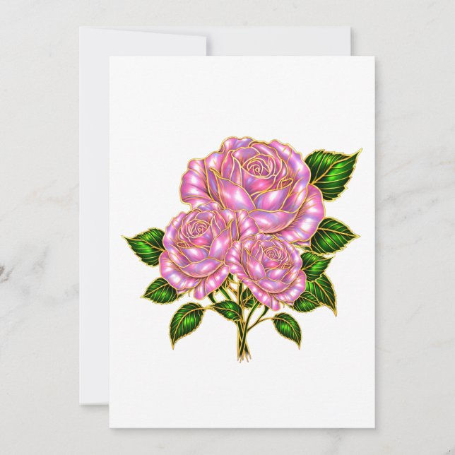 Beautiful Pink Rose Blank Note Card (Front)