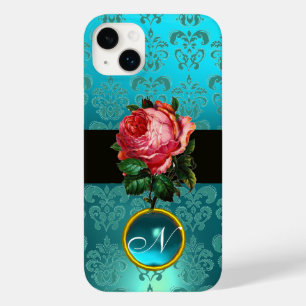BEAUTIFUL PINK ROSE BLUE TEAL DAMASK GEM MONOGRAM Case-Mate iPhone 14 PLUS CASE