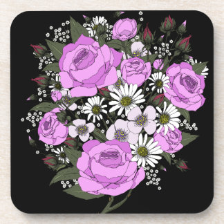Beautiful Pink Rose Bouquet Coaster