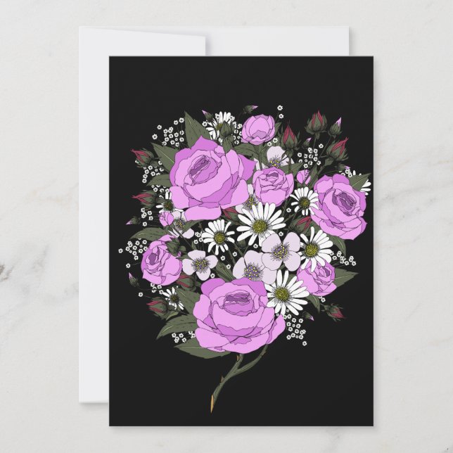 Beautiful Pink Rose Bouquet  Invitation (Front)