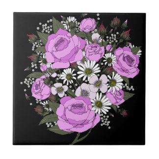 Beautiful Pink Rose Bouquet  Tile