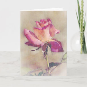 Beautiful Pink Rose Bud Art Note Card