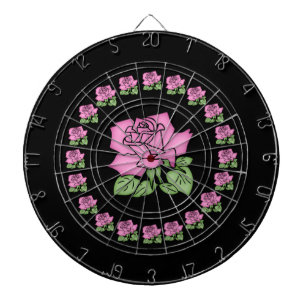 Beautiful Pink Rose Dart Board-Customisable Dartboard