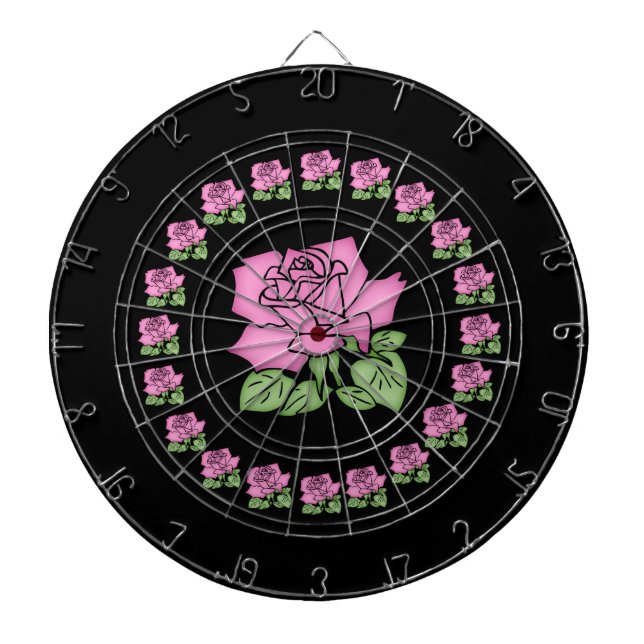 Beautiful Pink Rose Dart Board-Customisable Dartboard (Front)