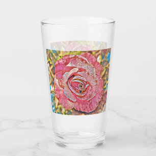 Beautiful pink rose flower painting glass