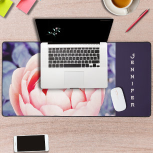 Beautiful Pink Rose Flower Personalised Computer Desk Mat