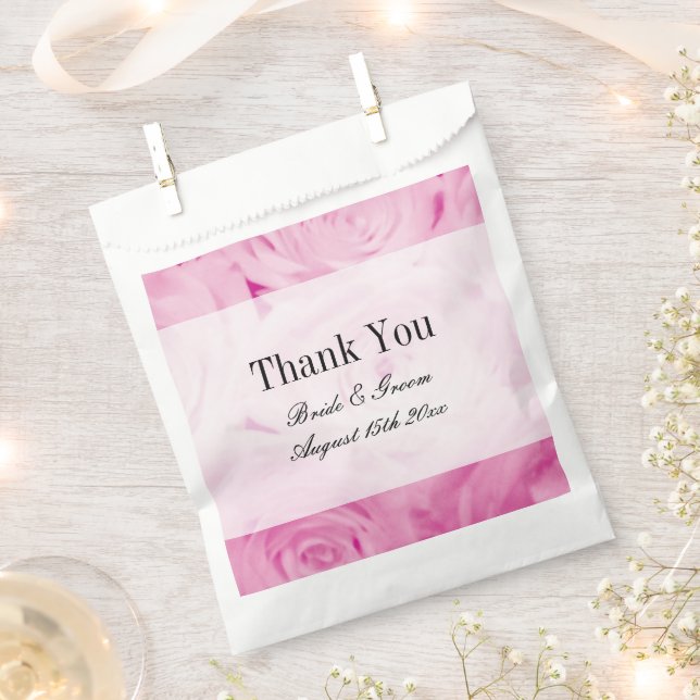 Beautiful pink rose flower photo design wedding favour bags (Clipped)