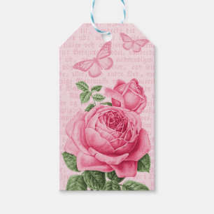 Beautiful pink rose gift tags - vintage collage
