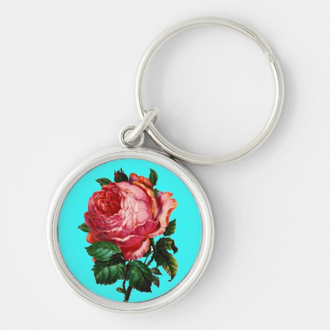 BEAUTIFUL PINK ROSE KEY RING (Front)