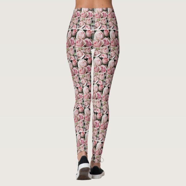 Beautiful Pink Rose Leggings (Back)