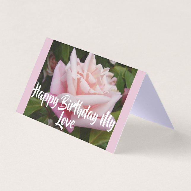 Beautiful Pink Rose Love Birthday Card (Front)