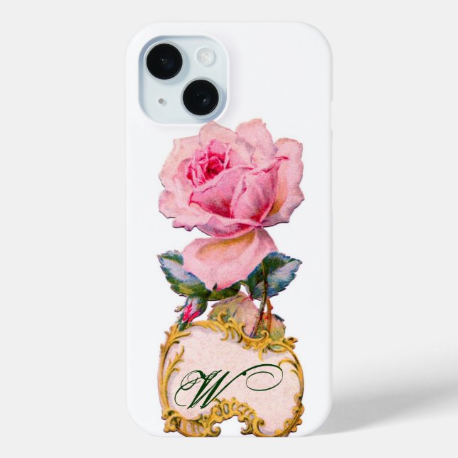 BEAUTIFUL PINK ROSE MONOGRAM Case-Mate iPhone CASE (Back)