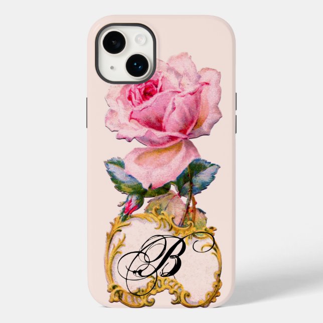 BEAUTIFUL PINK ROSE MONOGRAM Case-Mate iPhone CASE (Back)