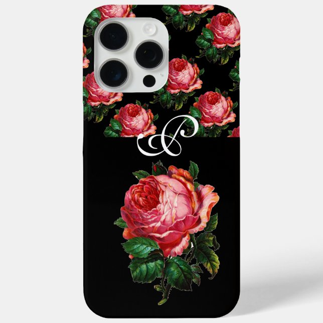 BEAUTIFUL PINK ROSE MONOGRAM Case-Mate iPhone CASE (Back)