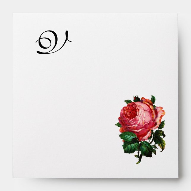 BEAUTIFUL PINK ROSE MONOGRAM ENVELOPES (Front)