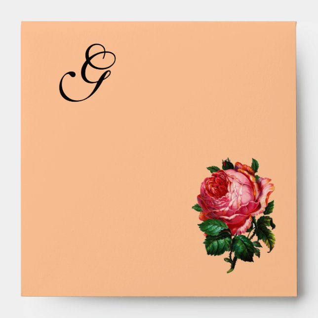 BEAUTIFUL PINK ROSE MONOGRAM ENVELOPES (Front)