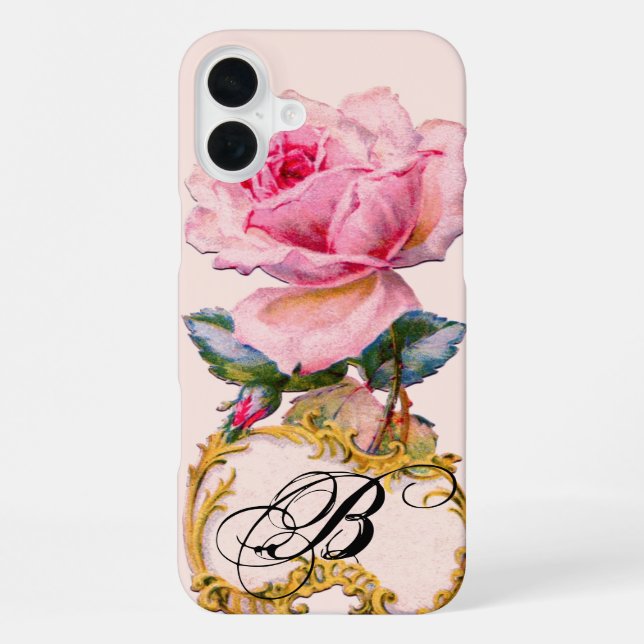 BEAUTIFUL PINK ROSE MONOGRAM iPhone CASE (Back)