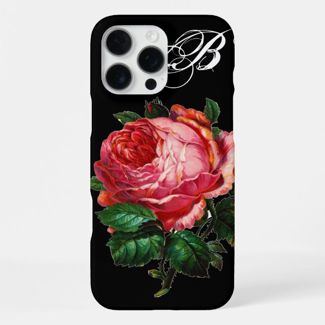 BEAUTIFUL PINK ROSE MONOGRAM iPhone CASE (Back)