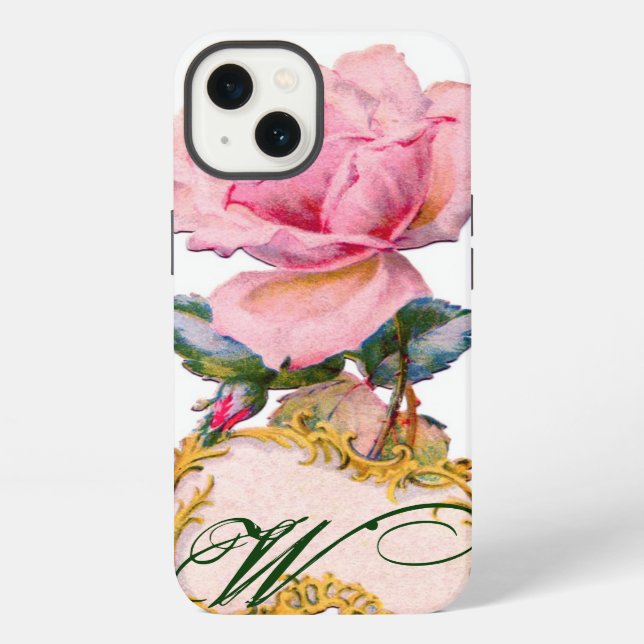 BEAUTIFUL PINK ROSE MONOGRAM iPhone CASE (Back)