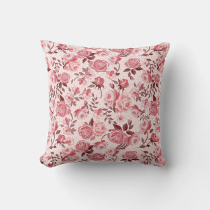 Beautiful Pink Rose Patterned Cushion