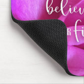 Beautiful Pink Rose Photo Believe in Magic Quote Mouse Mat (Corner)