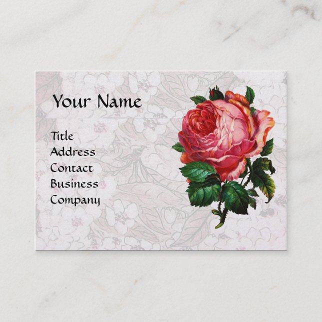 BEAUTIFUL PINK ROSE,RED WAX SEAL White Pearl Paper Business Card (Front)