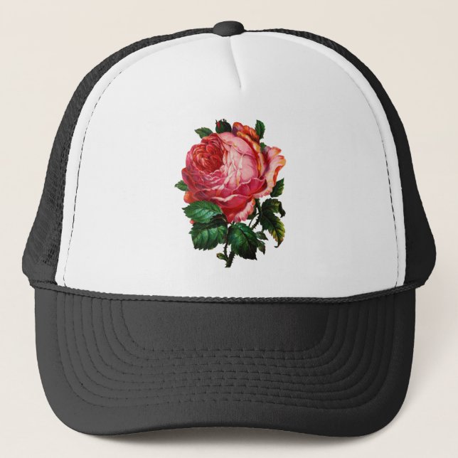 BEAUTIFUL PINK ROSE TRUCKER HAT (Front)