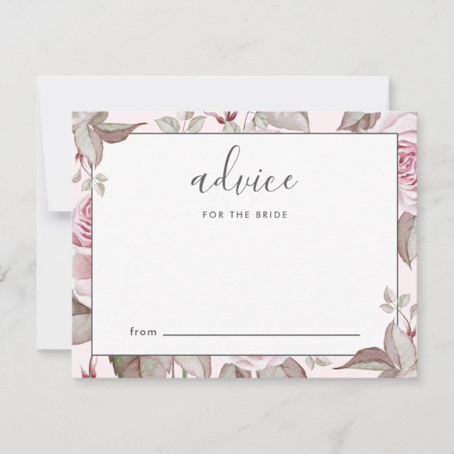 Beautiful Pink Roses Advice for the Bride (Front)