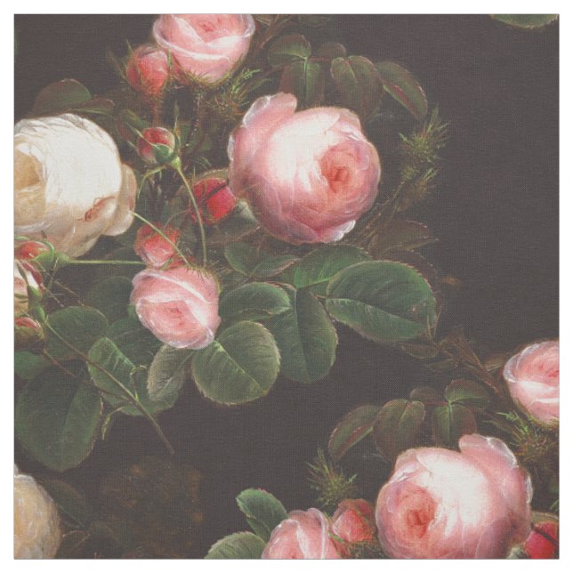 Beautiful Pink Roses and Buds Fabric (Swatch)