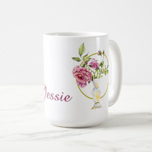 Beautiful Pink Roses and Vase Coffee Mug