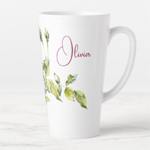 Beautiful Pink Roses and Vase Latte Mug