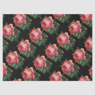 BEAUTIFUL PINK ROSES ,Black Floral Tissue Paper