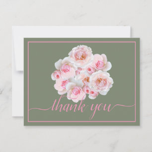 Beautiful Pink Roses Colour Backdrop Chic Thank Yo Postcard