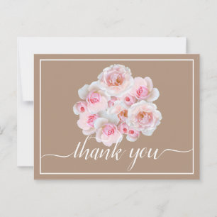 Beautiful Pink Roses Colour Backdrop Chic Thank Yo Postcard