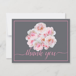 Beautiful Pink Roses Colour Backdrop Chic Thank Yo Postcard