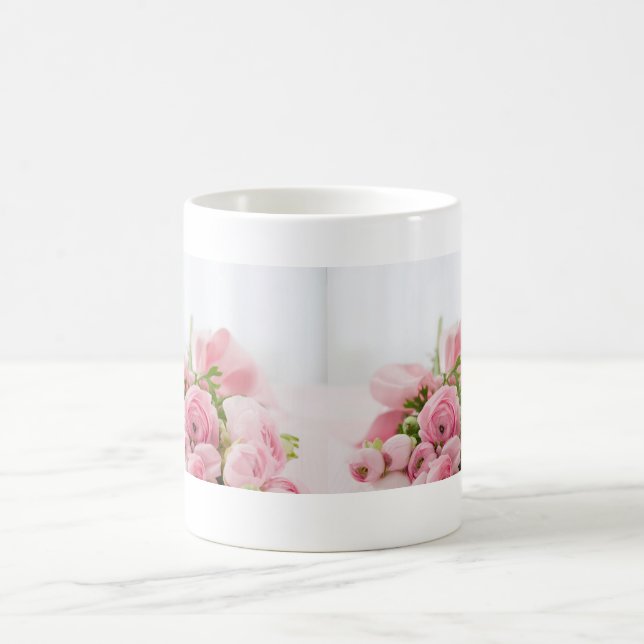 Beautiful Pink Roses Flower Floral Coffee Mug (Center)