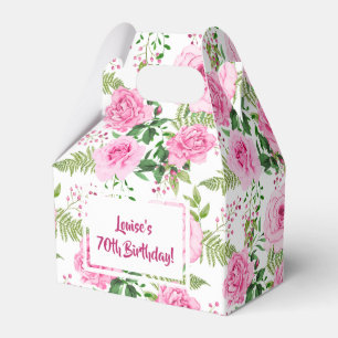 Beautiful Pink Roses Happy Birthday Favour Box