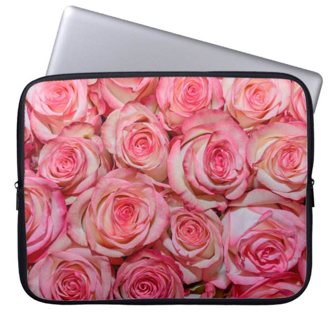 Beautiful pink roses laptop sleeve (Front)