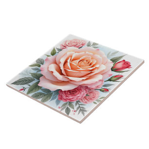 Beautiful Pink Roses Luxury Modern Collection Tile