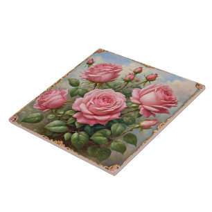 Beautiful Pink Roses Modern Collection Tile