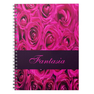 Beautiful pink roses monogram notebook