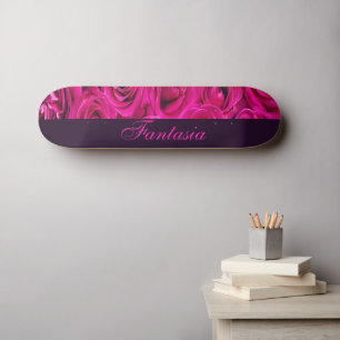 Beautiful pink roses monogram skateboard