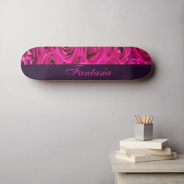 Beautiful pink roses monogram skateboard (Wall Art (Horz))
