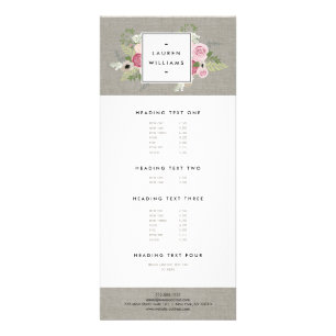 Beautiful Pink Roses on Linen Modern Elegance Rack Card