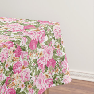 Beautiful pink roses pattern dining tablecloth