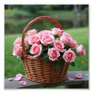 beautiful pink roses photo print