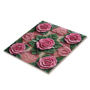 Beautiful Pink Roses Popular Collection Tile