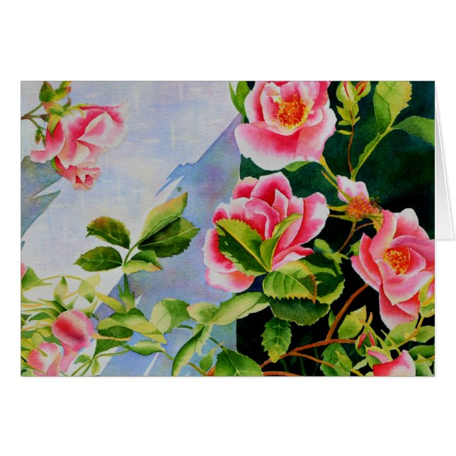Beautiful pink roses, red roses, watercolor floral (Front Horizontal)
