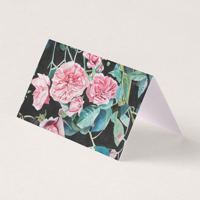 Beautiful Pink Roses Rose Birthday Greetings Card (Front)